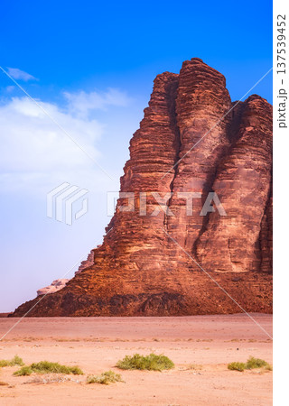 Wadi Rum, Jordan. Rock of Seven Pillars of Wisdom Wadi Rum, Jordan. Rock of Seven Pillars of Wisdom 137539452