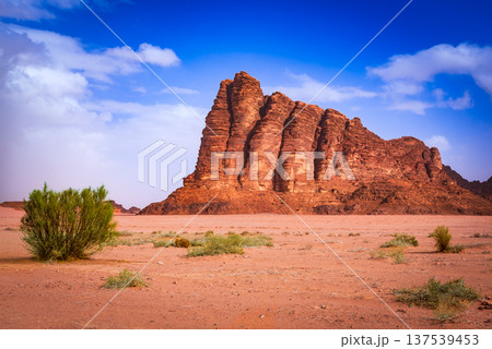 Jordan. Wadi Rum. Seven Pillars of Wisdom rocky mountain Jordan. Wadi Rum. Seven Pillars of Wisdom rocky mountain 137539453