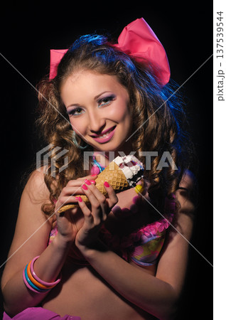 Glamour woman with ice-cream 137539544
