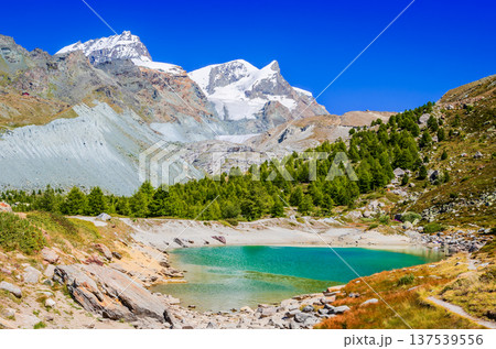 Zermatt, Switzerland. Grunsee alpine lake near in Valais Canton, Swiss Alps 137539556