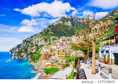 Positano, Italy. Charming colored city - Costa Amalfitana in Campania. 137539603