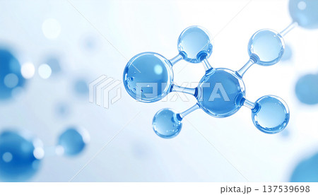 青い美容成分分子とヒアルロン酸イメージ、スキンケア・皮膚科学・バイオテクノロジー研究 青い美容成分分子とヒアルロン酸イメージ、スキンケア・皮膚科学・バイオテクノロジー研究 137539698