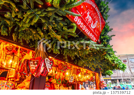 Nuremberg, Germany. One of the oldest Christmas markets, Christkindlesmarkt - beautiful Bayern Nuremberg, Germany. One of the oldest Christmas markets, Christkindlesmarkt - beautiful Bayern 137539712
