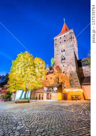 Nuremberg, Germany. Tiergartnertor Square and Kaiserburg Castle Nuremberg, Germany. Tiergartnertor Square and Kaiserburg Castle 137539764