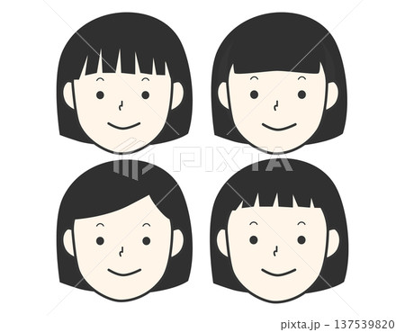 シンプルなボブヘアーの女の子のセット 137539820