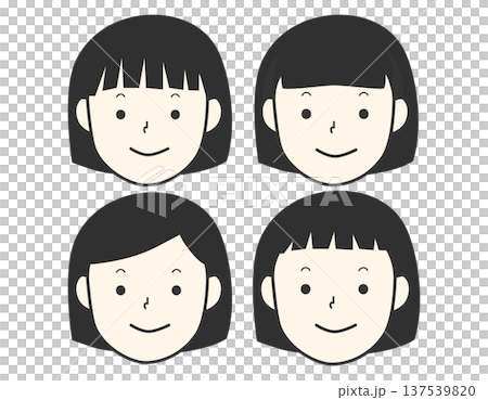 シンプルなボブヘアーの女の子のセット 137539820