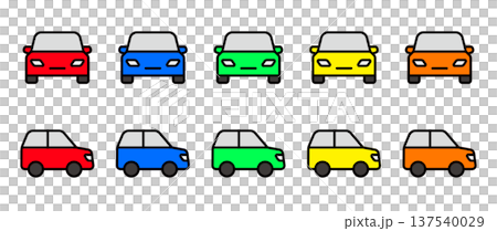 簡易汽車圖示集（駕駛、交通堵塞、交通、計程車、停車、高速公路） 137540029