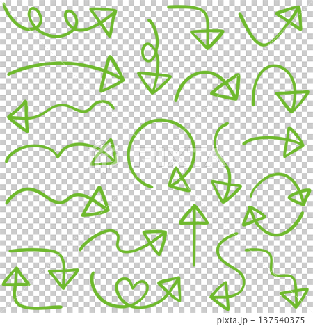 Illustration of a hand-drawn triangle arrow set with a line in it (green) 137540375