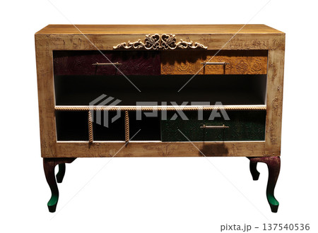 Wooden handmade decorative table. Home decoration. 137540536