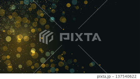 Shiny Festive Background. Abstract Gold Glitter Background. Bokeh and Confetti Design Element for Merry Christmas and Happy New Year Banner, Poster, Card, Website Congratulations. Holiday Party BG. 137540622