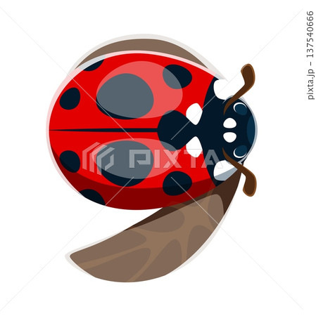 Ladybug insect font typeset cartoon number 9 nine. Garden lady bug typeface numeral symbol, spring insect type vector number. Red ladybug beetle font figure or cute ladybird typography digit 137540666