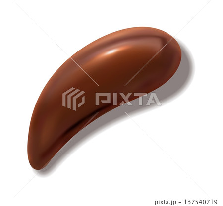 Chocolate drop, glossy syrup drip or caramel sauce squirt. Realistic 3d vector melted cocoa glaze forms sweet blob stain and dessert spot. isolated candy fudge texture, sugar confectionery ingredient 137540719