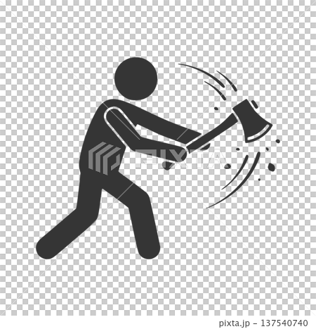 手持斧頭的人的剪影圖標 137540740