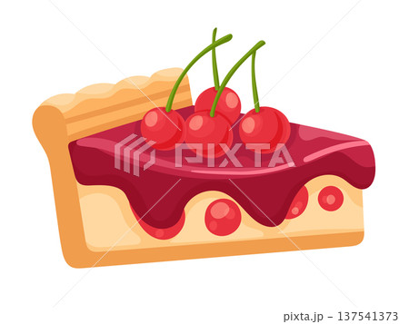 Cherry pie. Flat vector clipart illustration with isolated background. Cherry pie. Flat vector clipart illustration with isolated background. 137541373