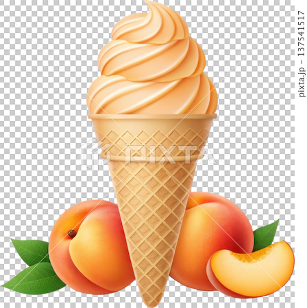 Delightful peach ice cream cone 137541517
