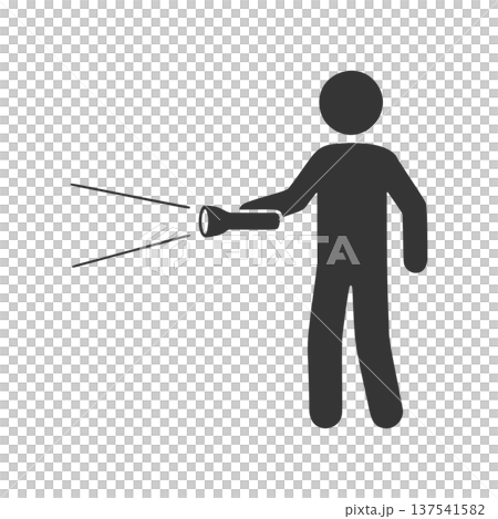 Silhouette icon of a person holding a flashlight Silhouette icon of a person holding a flashlight 137541582