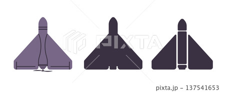 Military drones top view silhouette set unmanned aerial vehicles modern aircraft technology isolated on white minimal style flat design 137541653