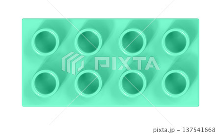 Aquamarine Plastic Building Block Top View Isolated On White. Minimal Background Aquamarine Plastic Building Block Top View Isolated On White. Minimal Background 137541668