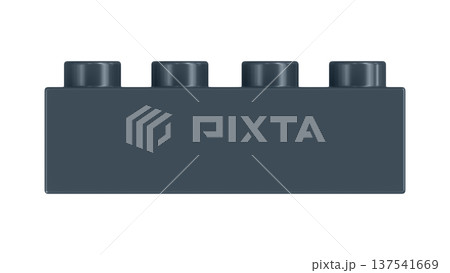 Charcoal Gray Plastic Building Block Isolated On White Background 137541669