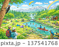 キャンプ場で遊ぶ人々 137541768
