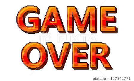 Arcade style pixel game over vector text Arcade style pixel game over vector text 137541771