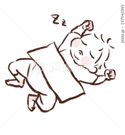 眠っている赤ちゃんのイラスト 137542095