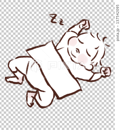 眠っている赤ちゃんのイラスト 137542095