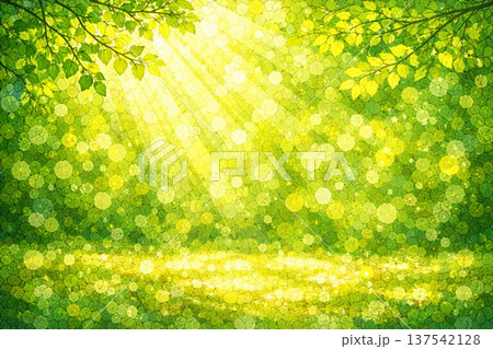 新緑　森林　森林浴　光　エコイメージ　ステンドグラス風 137542128