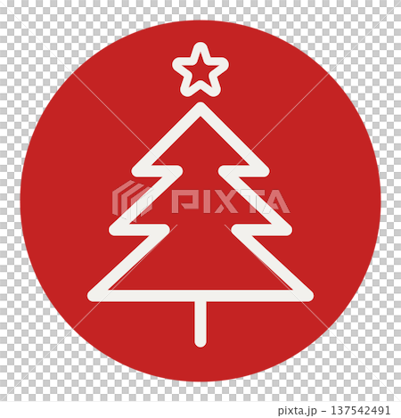 Red fir tree circle icon Christmas illustration Simple and stylish line art Red fir tree circle icon Christmas illustration Simple and stylish line art 137542491