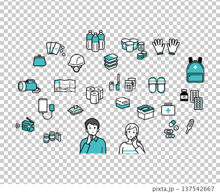 男女正在檢查防災物資 137542667