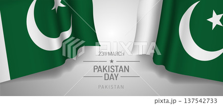 Pakistan happy national day greeting card, banner with template text vector illustration 137542733