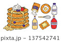 Pancake Breakfast Vector Set In Sketch Retro Doodle Style Cartoon Food Illustration 137542741