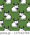 Bull Animal Seamless Farm Pattern Hand Drawn Cow Bulls Rustic Doodle Livestock Vector 137542764