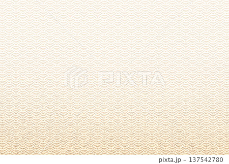 キラキラ輝く繊細な淡い茶色の模様に薄黄色の青海波柄を重ねた背景画像2 137542780