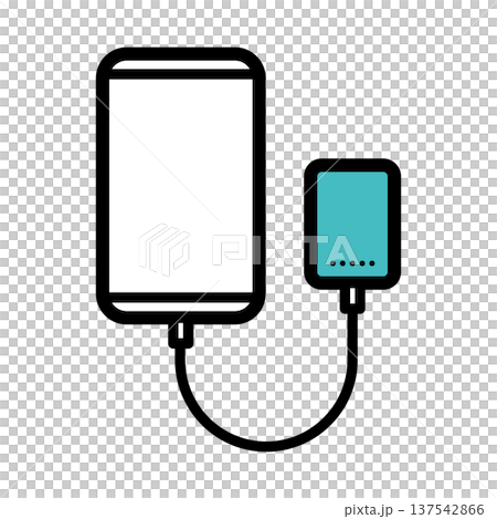 Illustration of disaster prevention goods and mobile batteries 137542866