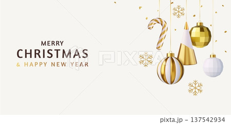 3d Christmas and New Year greeting design 137542934