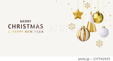 3d Christmas and New Year greeting design 137542935