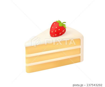 3d Strawberry shortcake slice with white frosting 3d Strawberry shortcake slice with white frosting 137543202