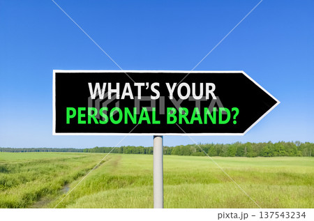What is your personal brand symbol. Concept words What is your personal brand on beautiful black road sign. Beautiful blue sky background. Business what is your personal brand concept Copy space What is your personal brand symbol. Concept words What is your personal brand on beautiful black road sign. Beautiful blue sky background. Business what is your personal brand concept Copy space 137543234
