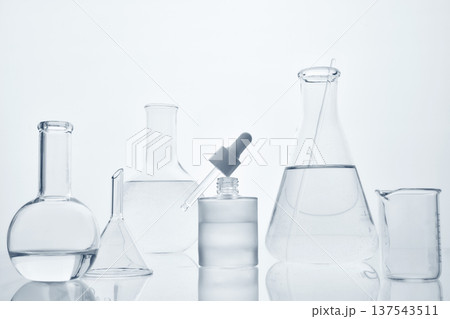 Laboratory research glassware preparing cosmetic or medical liquid 137543511