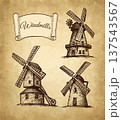Old windmills. Tower mills and post mill. 137543567