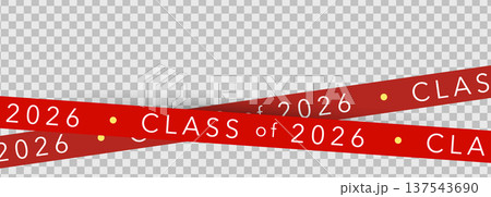 Class Off 2026 Seniour Year Graduation Red Lines. School Calendar Frame, Graduate Invitation Card Design, Congratulations Banner Template. School Grad Day Celebration Layout. Vector Illustration 137543690