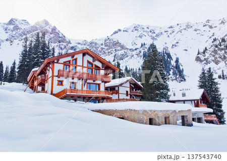 House villa chalet in winter mountain Kazakhstan 137543740