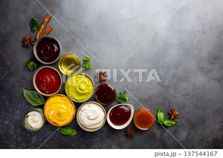 Set of different dip sauces 137544167