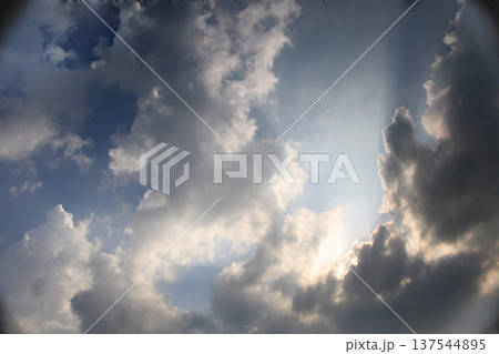 Dramatic Evening Sky with Gray Blue Clouds and Moody Atmosphere 137544895