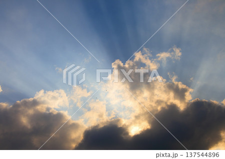 Dramatic Evening Sky with Gray Blue Clouds and Moody Atmosphere Dramatic Evening Sky with Gray Blue Clouds and Moody Atmosphere 137544896