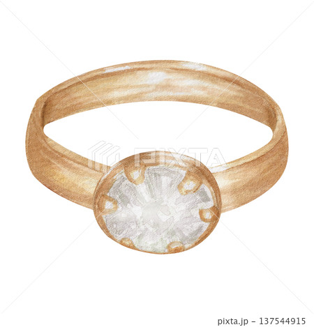 Watercolor illustration Wedding collection Gold ring with a diamond PNG transparent background Hand drawing Vintage Watercolor illustration Wedding collection Gold ring with a diamond PNG transparent background Hand drawing Vintage 137544915