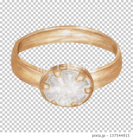 Watercolor illustration Wedding collection Gold ring with a diamond PNG transparent background Hand drawing Vintage Watercolor illustration Wedding collection Gold ring with a diamond PNG transparent background Hand drawing Vintage 137544915