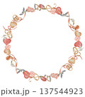 Watercolor illustration Wedding collection Round frame of jewelry, rings, hearts and hangers in red and gold colors PNG transparent background Hand drawing  137544923