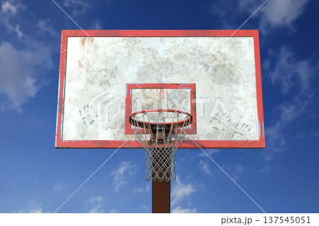 Basketball hoop with cloudy sky 137545051